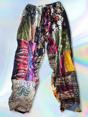 Patchwork Boho Harem Pants - Multicolor
